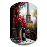 Savouring Red Wine By The Paris Eiffel Tower II - Asymmetric Metal Wall Art