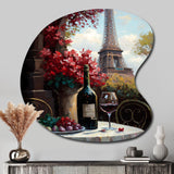 Savouring Red Wine By The Paris Eiffel Tower II - Asymmetric Metal Wall Art