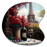 Savouring Red Wine By The Paris Eiffel Tower II - Asymmetric Metal Wall Art