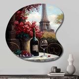 Savouring Red Wine By The Paris Eiffel Tower II - Asymmetric Metal Wall Art