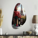 Savouring Red Wine By The Paris Eiffel Tower II - Asymmetric Metal Wall Art