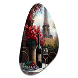 Savouring Red Wine By The Paris Eiffel Tower II - Asymmetric Metal Wall Art