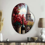 Savouring Red Wine By The Paris Eiffel Tower II - Asymmetric Metal Wall Art