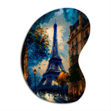 Blue Eiffel Tower In The Autumn - Asymmetric Metal Wall Art