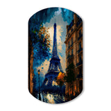 Blue Eiffel Tower In The Autumn - Asymmetric Metal Wall Art