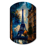 Blue Eiffel Tower In The Autumn - Asymmetric Metal Wall Art