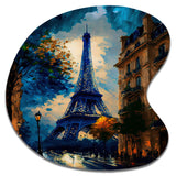 Blue Eiffel Tower In The Autumn - Asymmetric Metal Wall Art