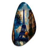 Blue Eiffel Tower In The Autumn - Asymmetric Metal Wall Art