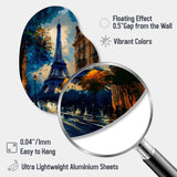 Blue Eiffel Tower In The Autumn - Asymmetric Metal Wall Art