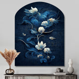 Chinese Blue And White Flowers IV - Asymmetric Metal Wall Art