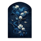 Chinese Blue And White Flowers IV - Asymmetric Metal Wall Art