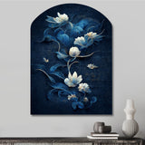 Chinese Blue And White Flowers IV - Asymmetric Metal Wall Art