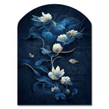 Chinese Blue And White Flowers IV - Asymmetric Metal Wall Art