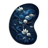 Chinese Blue And White Flowers IV - Asymmetric Metal Wall Art