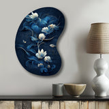 Chinese Blue And White Flowers IV - Asymmetric Metal Wall Art