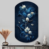 Chinese Blue And White Flowers IV - Asymmetric Metal Wall Art