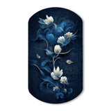 Chinese Blue And White Flowers IV - Asymmetric Metal Wall Art