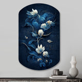 Chinese Blue And White Flowers IV - Asymmetric Metal Wall Art