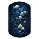 Chinese Blue And White Flowers IV - Asymmetric Metal Wall Art