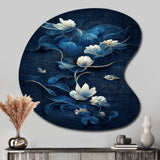 Chinese Blue And White Flowers IV - Asymmetric Metal Wall Art