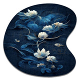 Chinese Blue And White Flowers IV - Asymmetric Metal Wall Art