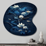 Chinese Blue And White Flowers IV - Asymmetric Metal Wall Art