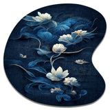 Chinese Blue And White Flowers IV - Asymmetric Metal Wall Art