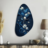 Chinese Blue And White Flowers IV - Asymmetric Metal Wall Art