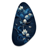 Chinese Blue And White Flowers IV - Asymmetric Metal Wall Art