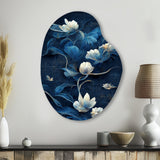 Chinese Blue And White Flowers IV - Asymmetric Metal Wall Art