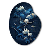 Chinese Blue And White Flowers IV - Asymmetric Metal Wall Art