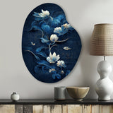 Chinese Blue And White Flowers IV - Asymmetric Metal Wall Art