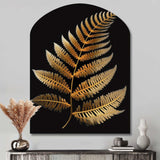 Golden Fern On Black I - Asymmetric Metal Wall Art