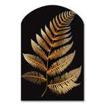 Golden Fern On Black I - Asymmetric Metal Wall Art