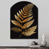 Golden Fern On Black I - Asymmetric Metal Wall Art