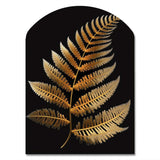 Golden Fern On Black I - Asymmetric Metal Wall Art