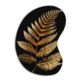 Golden Fern On Black I - Asymmetric Metal Wall Art