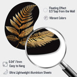 Golden Fern On Black I - Asymmetric Metal Wall Art