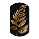 Golden Fern On Black I - Asymmetric Metal Wall Art