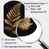 Golden Fern On Black I - Asymmetric Metal Wall Art