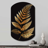 Golden Fern On Black I - Asymmetric Metal Wall Art