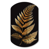 Golden Fern On Black I - Asymmetric Metal Wall Art