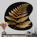 Golden Fern On Black I - Asymmetric Metal Wall Art