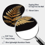 Golden Fern On Black I - Asymmetric Metal Wall Art