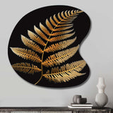 Golden Fern On Black I - Asymmetric Metal Wall Art