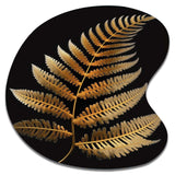 Golden Fern On Black I - Asymmetric Metal Wall Art