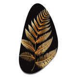 Golden Fern On Black I - Asymmetric Metal Wall Art