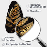 Golden Fern On Black I - Asymmetric Metal Wall Art