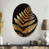 Golden Fern On Black I - Asymmetric Metal Wall Art