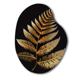 Golden Fern On Black I - Asymmetric Metal Wall Art